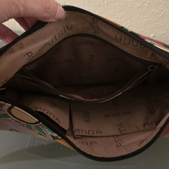 ANNA BY ANUSCHKA Elephant Crossbody Hand Painted Leather Artisan Statement Purse - Picture 5 of 6